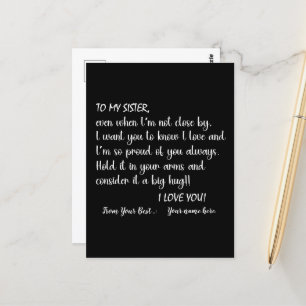 Personalisierte Schwestern An meine Schwester, ich Postkarte