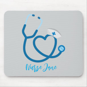 Personalisierte Schwesternkappe Stethoskop Name Mousepad