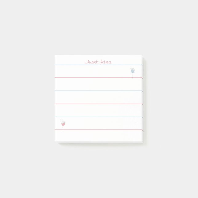 Personalisierte Schwimmballonmäuse Liniert Post-it Klebezettel (Vorderseite)