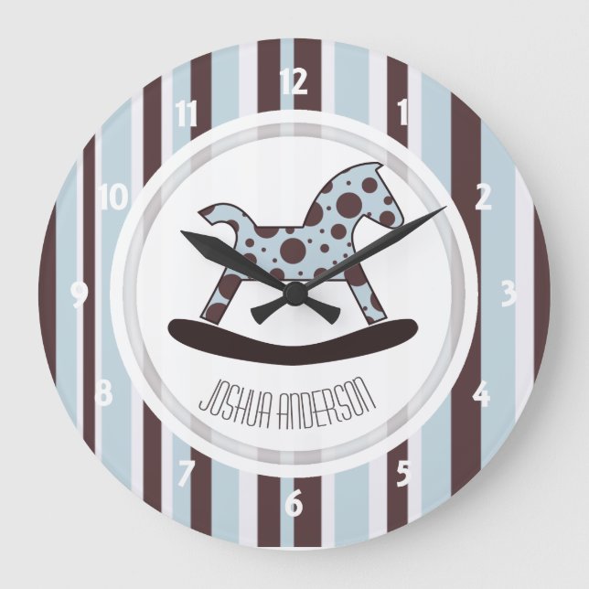 Personalisierte Schwingpferdewand-Uhr Große Wanduhr (Vorderseite)