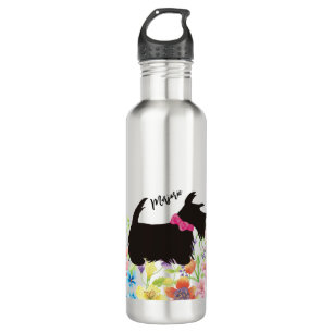 Personalisierte Scottie-Hundflasche, rosa Krawatte Edelstahlflasche