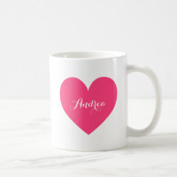 Personalisierte Script-Tasse in Hot Pink Heart