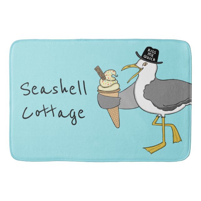Personalisierte Seagull-Illustration Badematte (Vorderseite)