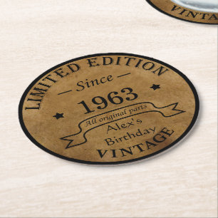 Personalisierte sechzig Vintage-Geschenke zum 60. Runder Pappuntersetzer