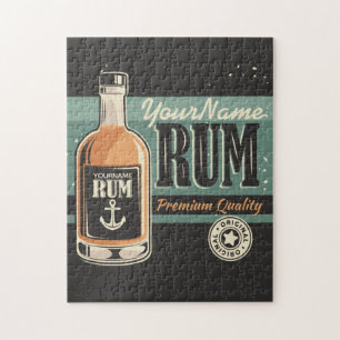 Personalisierte Segler-Rum-Flasche Retro-Schild Puzzle