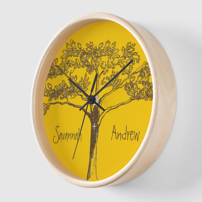 Personalisierte Senf-Gelbe Vintage Baumklemme Uhr (Winkel)