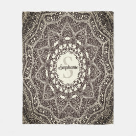Personalisierte Sepia Toned Tree Branch Mandala Fleecedecke