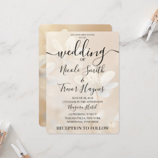 Personalisierte Sepia Weiße Blumen Hochzeit Einladung