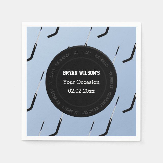Personalisierte Servietten Eishockey-Thema (Vorderseite)
