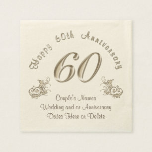 Personalisierte Servietten zum 60. Hochzeitstag