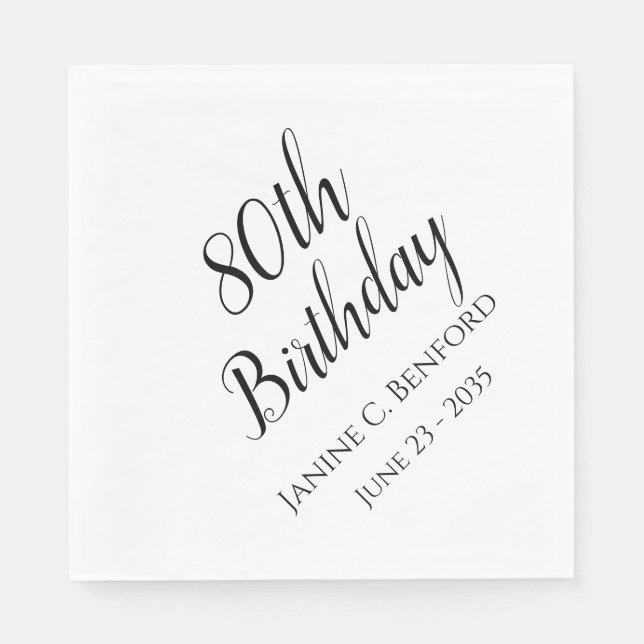 Personalisierte Servietten zum 80. Geburtstag (Vorderseite)