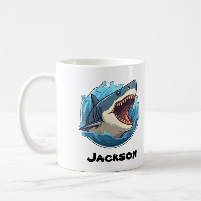 Personalisierte Shark-Tasse - Kühle und kräftige G Kaffeetasse (Links)