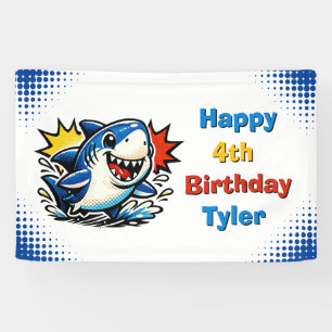 Personalisierte Shark-Themen-Geburtstagsfeier für  Banner