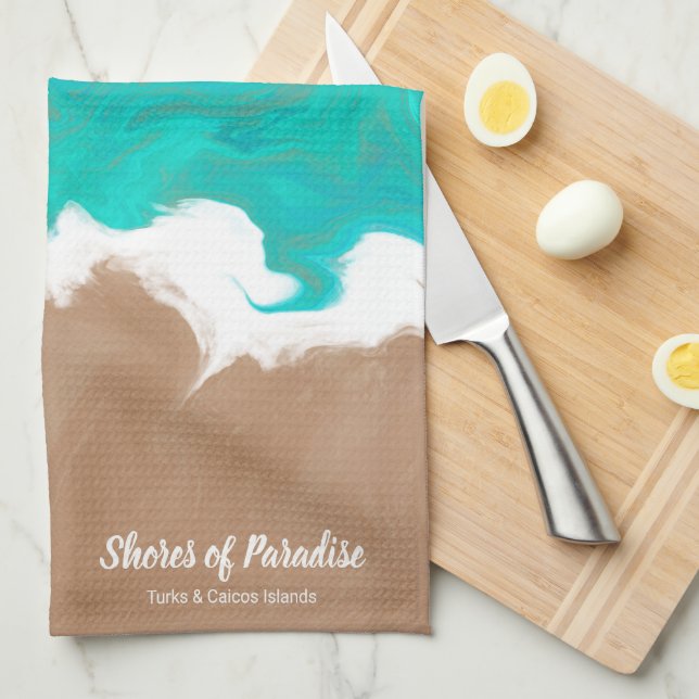 Personalisierte Shores of Paradise Strand Geschirrtuch (Viertel Falte)