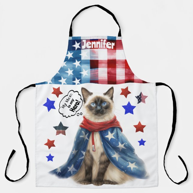 Personalisierte Siam Cat Mama All-over Print-Schür Schürze (Vorderseite)