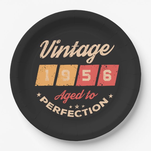 Personalisierte siebzig Vintage 70. Geburtstagsfei Pappteller (Vorderseite)