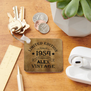 Personalisierte siebziger Vintage 70. Geburtstagsf Schlüsselanhänger