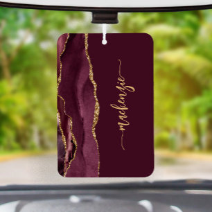 Personalisierte Signatur Burgunderrot Gold Achat Autolufterfrischer