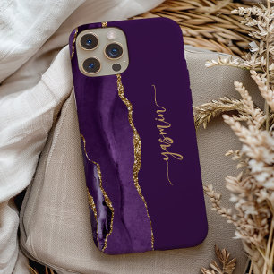 Personalisierte Signatur Lila Gold Achat Case-Mate iPhone Hülle