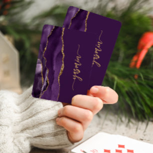 Personalisierte Signatur Lila Gold Achat Spielkarten