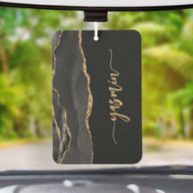 Personalisierte Signatur Schwarz Gold Achat