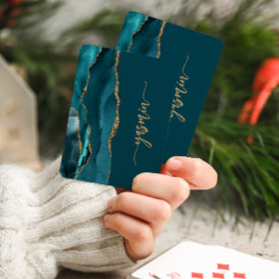 Personalisierte Signatur Türkisblau Gold Achat Spielkarten