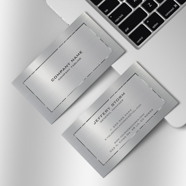 Personalisierte Silber-Graue Metallic-Textur Visitenkarte (Von Creator hochgeladen)