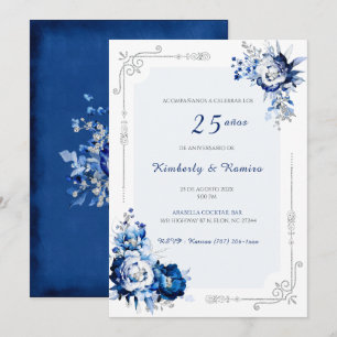 Personalisierte Silber Hochzeit 25 Jahre im Vintag Einladung