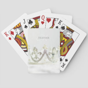 Personalisierte silbergraue Prinzessinnenkrone Spielkarten