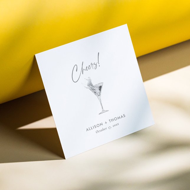 Personalisierte Silbermütze & Champagner-Hochzeit Serviette (Personalized Silver Cheers & Champagne Wedding Napkins)