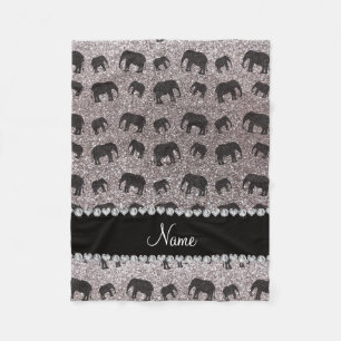 Personalisierte silberne Glitternamenselefanten Fleecedecke