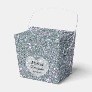 Personalisierte silberne Hochzeitsglitter  Geschenkschachtel