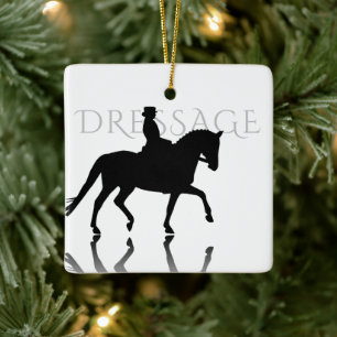 Personalisierte Silhouette Dressage Pferd Weihnach Keramikornament
