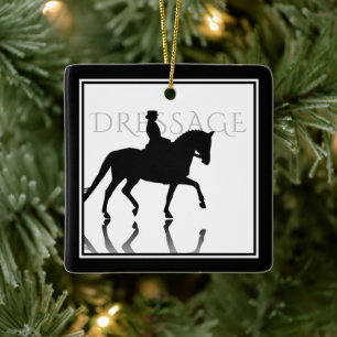 Personalisierte Silhouette Dressage Pferd Weihnach Keramikornament