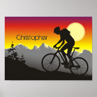 Personalisierte Silhouette Mountainbike Poster