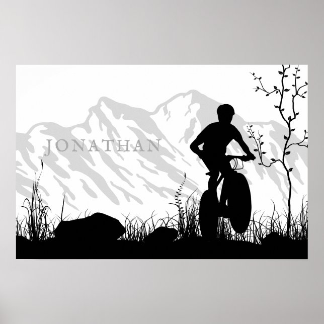 Personalisierte Silhouette Mountainbike Poster (Vorne)