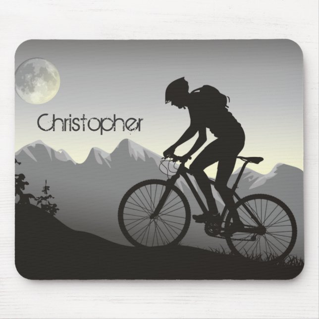 Personalisierte Silhouette Mountainbike und Mond Mousepad (Vorne)