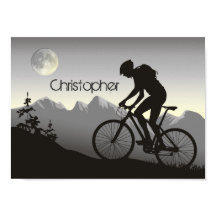Personalisierte Silhouette Mountainbiker und Mond