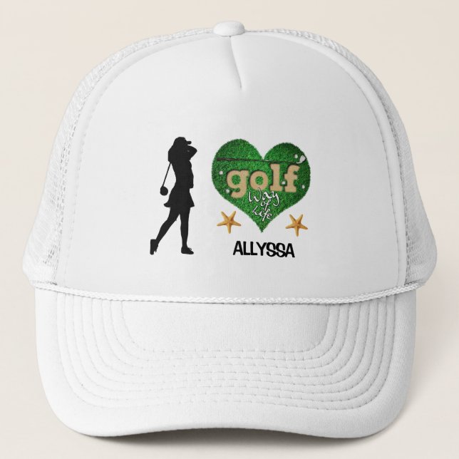 Personalisierte Silhouette Starfish GOLF Truckerkappe (Vorderseite)