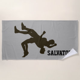 Personalisierte Silhouette Wresters Beach Handtuch