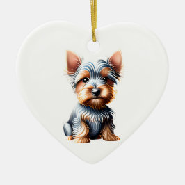 Personalisierte Silky Terrier Welpe Keramik Ornament