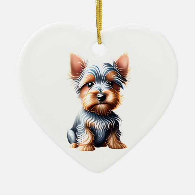 Personalisierte Silky Terrier Welpe Keramik Ornament (Vorne)