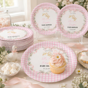 Personalisierte Silly Goose Baby Girl Baby Shower Pappteller