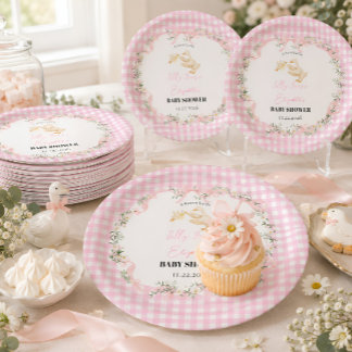 Personalisierte Silly Goose Baby Girl Baby Shower Pappteller