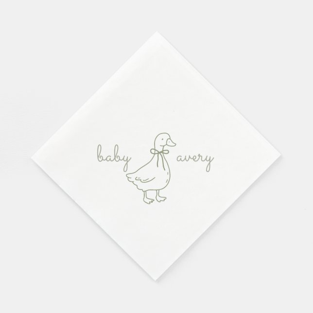 Personalisierte Silly Goose Baby Shower  Baby Show Serviette (Ecke)