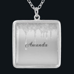 Personalisierte Silver Driving Glitzer Bridesmaid Versilberte Kette<br><div class="desc">Personalisierter Silber Dripping Glitzer Name silber plattierte Halskette. Ein tolles Geschenk für sie oder für Ihr Brautparty.</div>