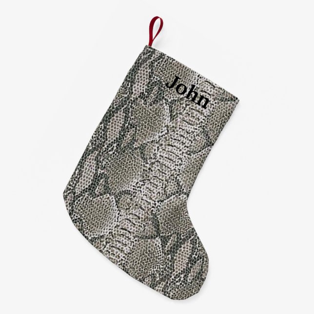 Personalisierte Silver Snake Skin Weihnachten Stru Kleiner Weihnachtsstrumpf (Vorderansicht (hängend))