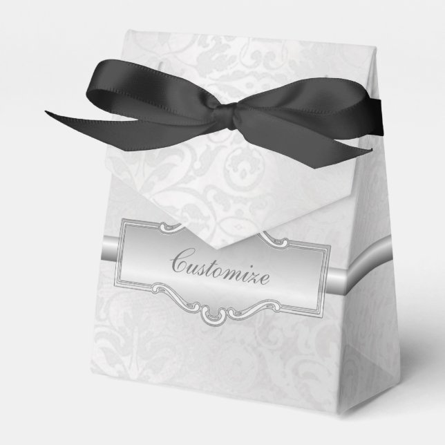 Personalisierte Silver White Damask Zent Fevor Box Geschenkschachtel (Vorderseite)