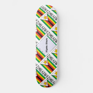 Personalisierte Simbabwe-Flagge gekachelt Skateboard