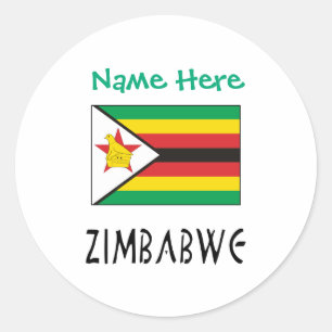 Personalisierte Simbabwe-Flaggen-Name Runder Aufkleber
